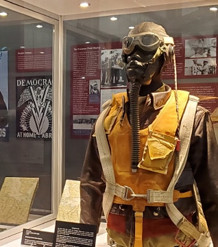 aviator clothing in museum display