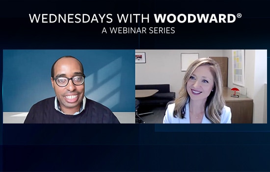 Screenshot of Labor Market Outlook webinar with Kory Kantenga and Jessica Kearney on a Zoom call, text reads Wednesdays with Woodward, a Webinar Series